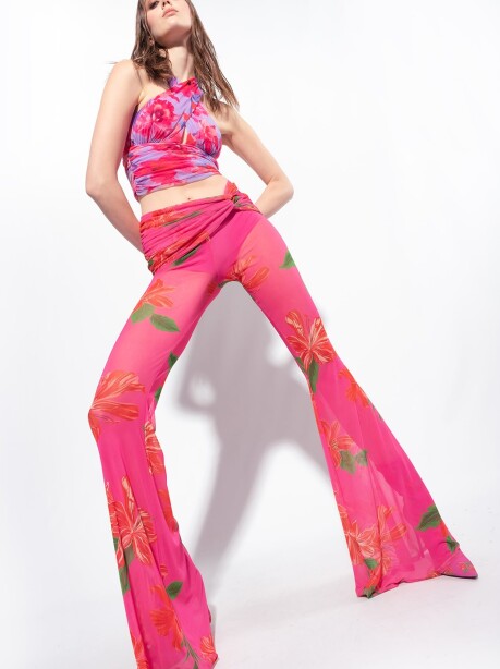 Pantaloni flare-fit con stampa floreale - 3