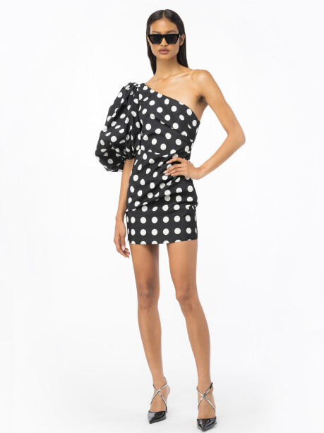 Mini dress monospalla a pois - 1