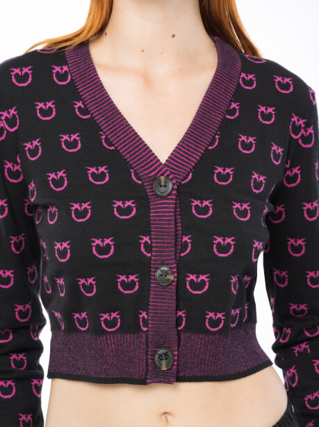 Cardigan corto jacquard logo - 3