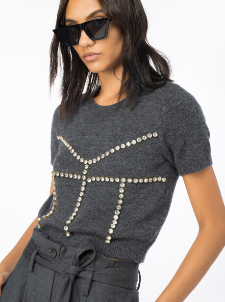 Maglia in lana con strass - 1