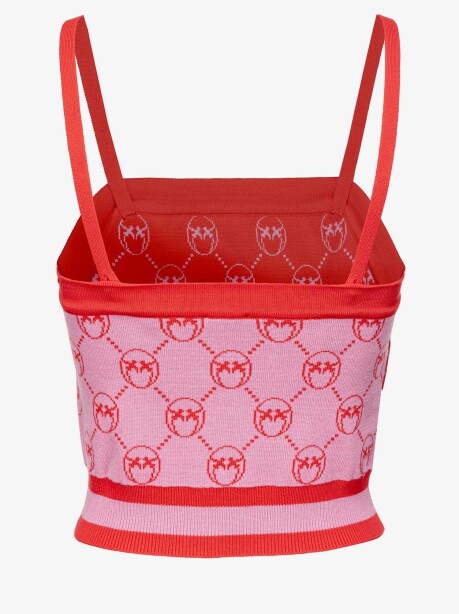 Top corto jacquard con disegno Love Birds Monogram - 2