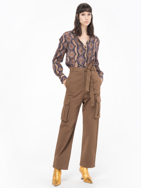 Pantaloni cargo in cotone lavato - 3