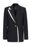 Blazer monopetto in satin a contrasto - 4