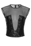 Top in tulle con ricamo full paillettes - 4